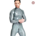 Vêtement en latex pour homme, zip sur le devant