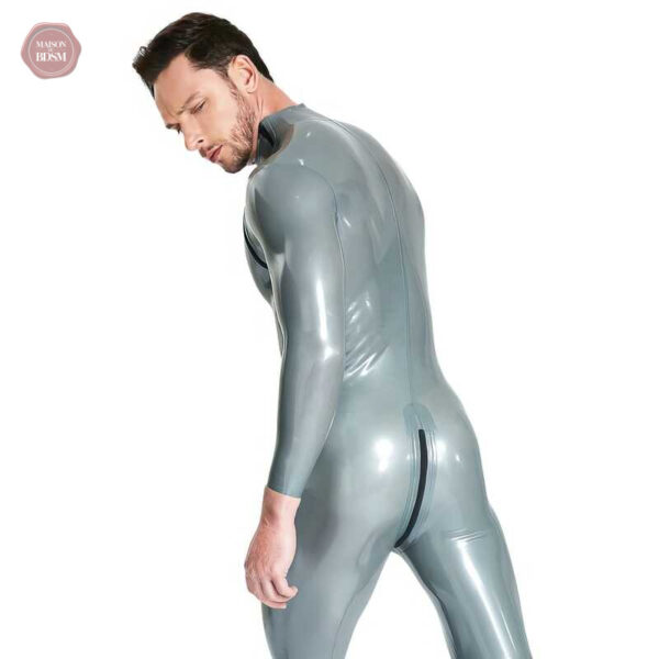 Mode latex pour homme, combinaison avec zip
