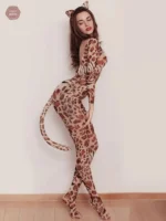 Combinaison sexy léopard dos nu pour travestis