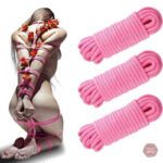 Corde Shibari rose pack de 3 menottes BDSM