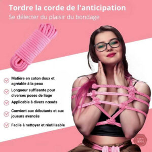 Pack de cordes Shibari en rose pour jeux sensuels