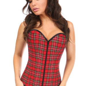 Corset surbuste à carreaux pour costume sexy et cosplay