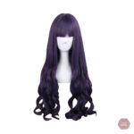 Costume cosplay violet avec perruque ondulée naturelle