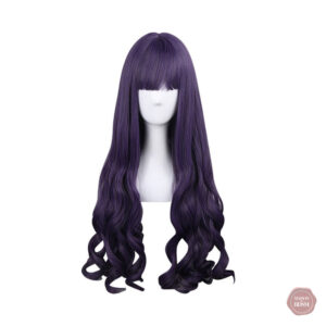 Costume cosplay violet avec perruque ondulée naturelle