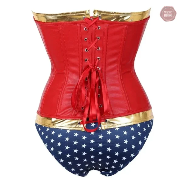 Corset sexy en cuir synthétique pour costume de super héroïne