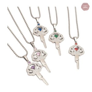 Médaillon à clé de chasteté avec véritables diamants