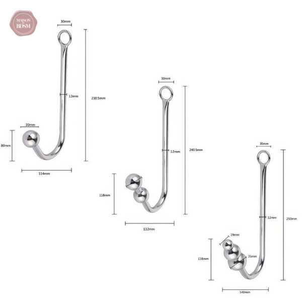 Accessoire de plaisir anal en forme de crochet avec boules