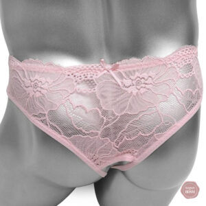 Culotte dentelle à entrejambe ouvert pour travestis