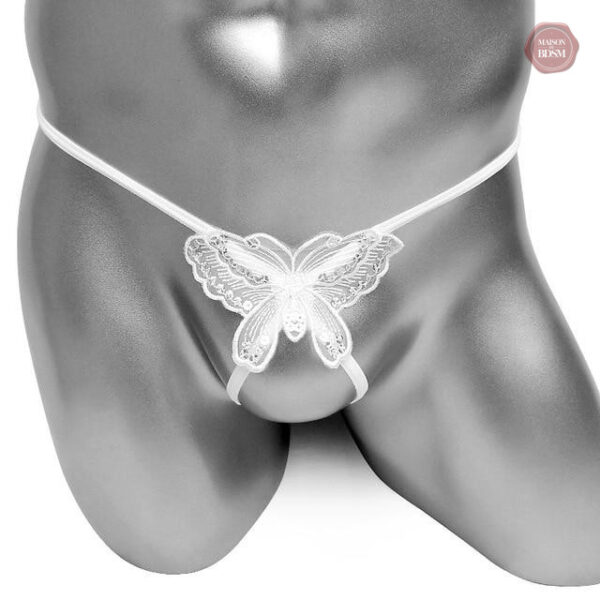 Culotte string stylée avec motif papillon en sequins