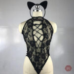 Costume sexy chat avec détails en dentelle élégante
