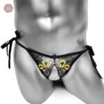 Culotte tanga transparente avec entrejambe ouvert Sissy