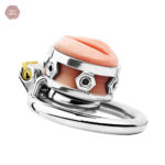 Fausse cage de chasteté, combinaison acier et silicone