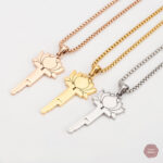Médaillon clé de chasteté en forme de fleur