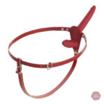 Gode ceinture rouge entre femmes pour des moments intimes