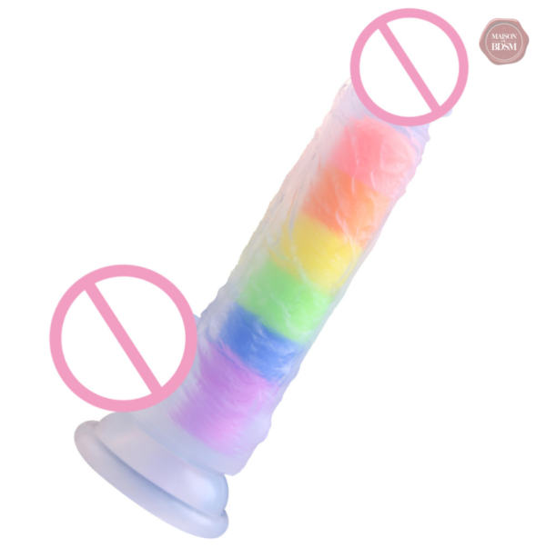 Gode en silicone coloré avec ventouse pour des moments intimes