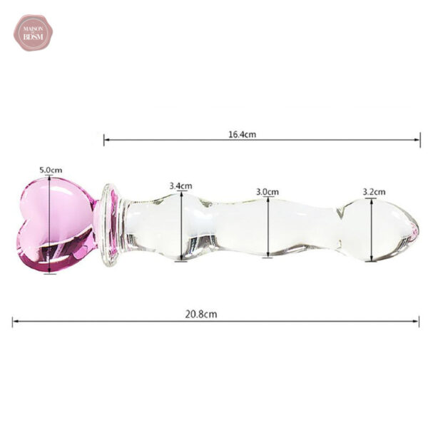 Accessoire intime en verre, cœur élégant pour plaisir varié