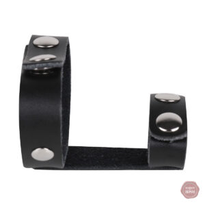 Harnais deux anneaux en cuir pour stimulation
