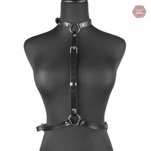Harnais en cuir noir, parfait pour les jeux intimes
