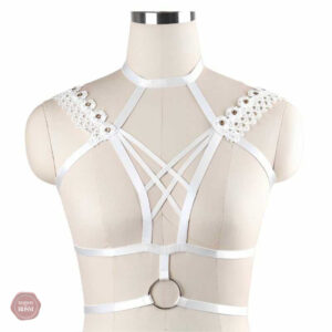 Harnais BDSM élégant avec motifs floraux raffinés