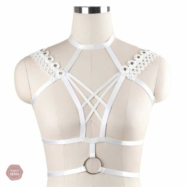 Harnais BDSM élégant avec motifs floraux raffinés