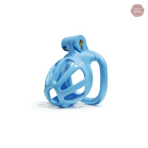 Cage de chasteté bleue à rayures pour homme