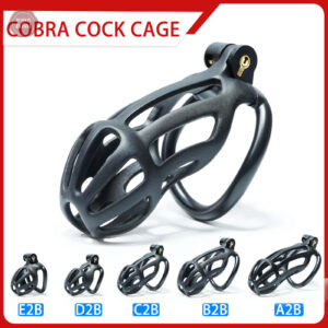 Kit de cage de chasteté Cobra rayures noires, taille ajustable