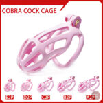 Cage de chasteté Cobra rayée rose, longueur de 4,5 à 10,5 cm