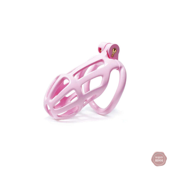 Cage de chasteté ajustable, motif rayé en rose