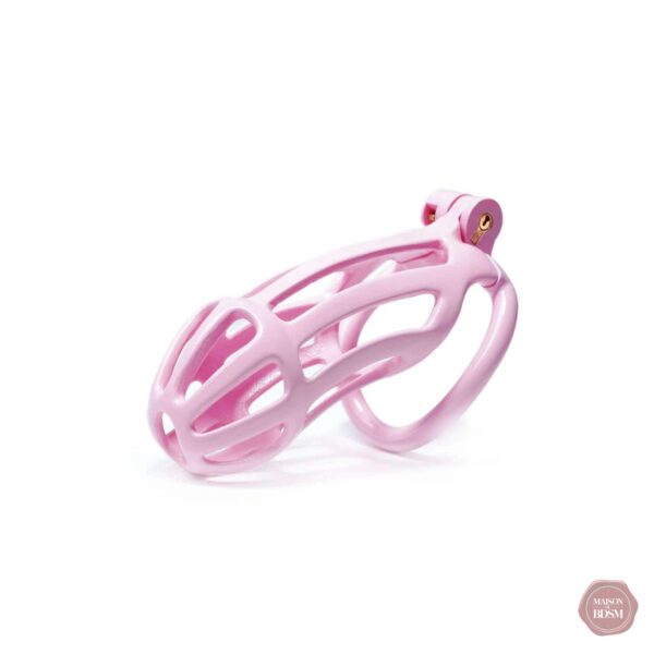 Cage de chasteté Cobra, design unique avec rayures roses