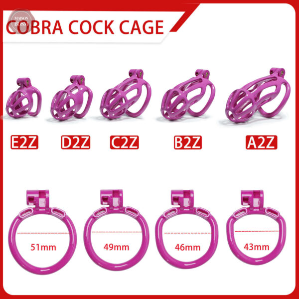Cage de chasteté Cobra en violet avec rayures