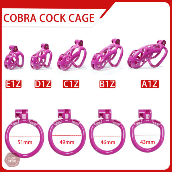 Cage de chasteté Purple Cobra, 4,5 à 10,5 cm de long