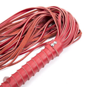 Fouet BDSM en cuir, couleur rouge, pour jeux sensuels