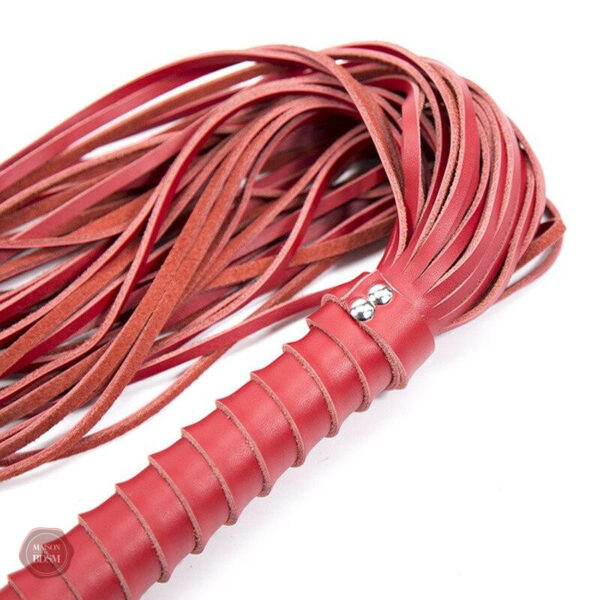 Fouet BDSM en cuir, couleur rouge, pour jeux sensuels
