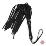 Fouet noir pour jeux BDSM et sensations intenses