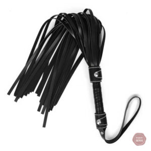 Fouet noir pour jeux BDSM et sensations intenses