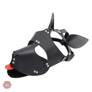 Masque BDSM Chien en vinyle noir pour jeux de rôle