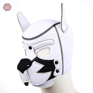 Masque BDSM chien blanc pour jeux de rôle