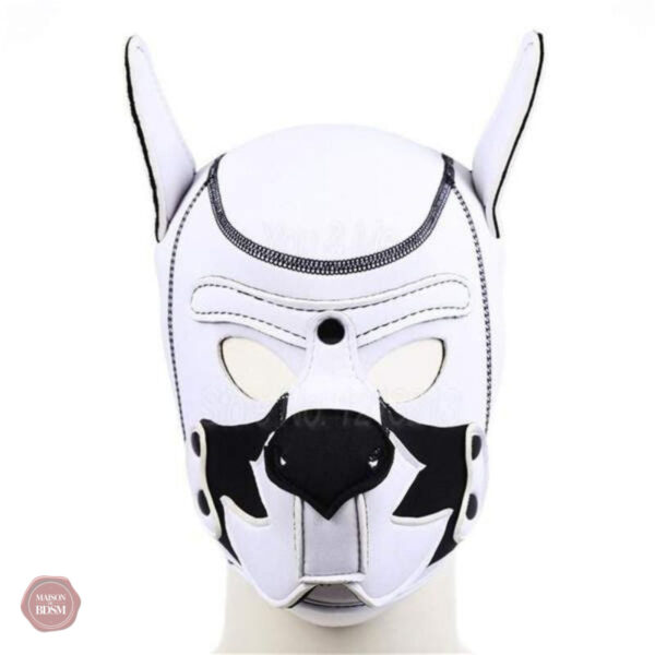 Masque de soumission en cuir blanc, style animalier