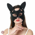 Masque Catwoman sexy en noir pour jeux BDSM