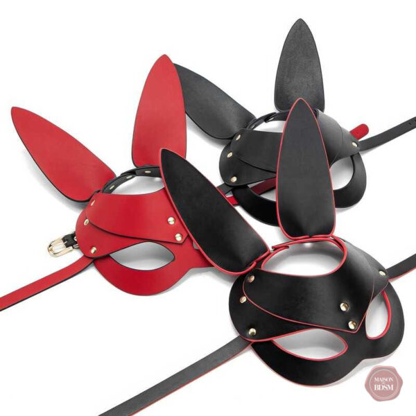 Masque en cuir élégant avec design lapin pour BDSM