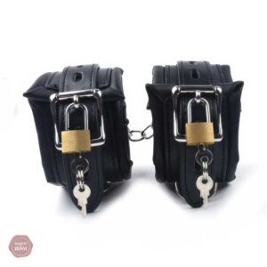 Menottes en cuir pour jeux BDSM, incluant cadenas
