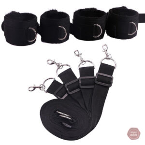 Menottes Lit en cuir pour jeux BDSM