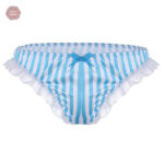 Sissy panties à motif rayé avec finitions en dentelle