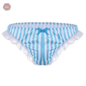 Sissy panties à motif rayé avec finitions en dentelle