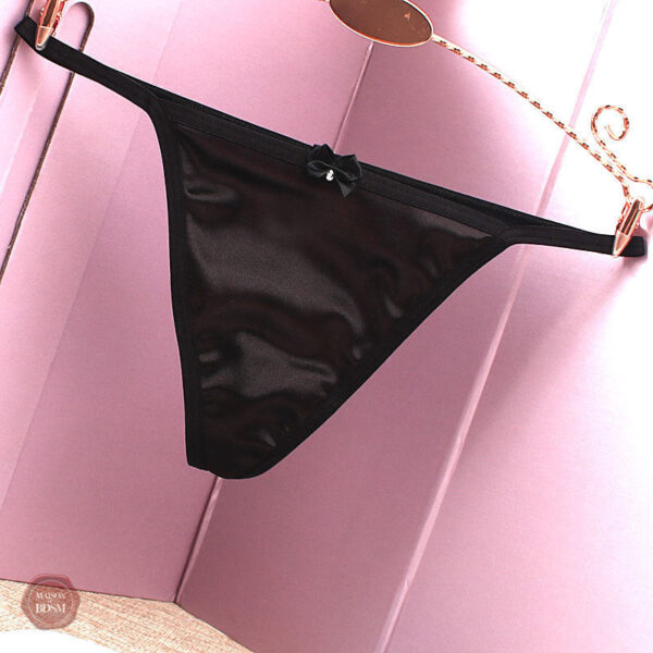 pantalon-en-t-sexy-noeud-papillon-et-string-en-satin-de-luxe-1 Pantalon sexy en satin avec nœud papillon et string assorti