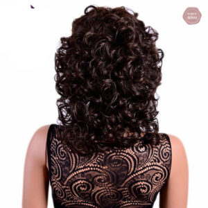 Perruque bouclée mi-longue, style tendance avec frange