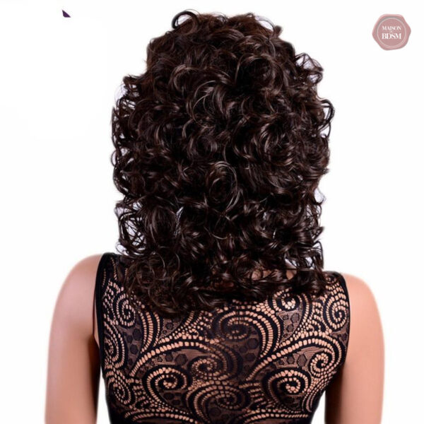 Perruque bouclée mi-longue, style tendance avec frange