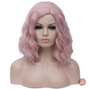 Perruque courte bouclée rose de 35.56 cm, tendance et stylée