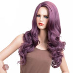Perruque ondulée violette de 61 cm, tendance et élégante