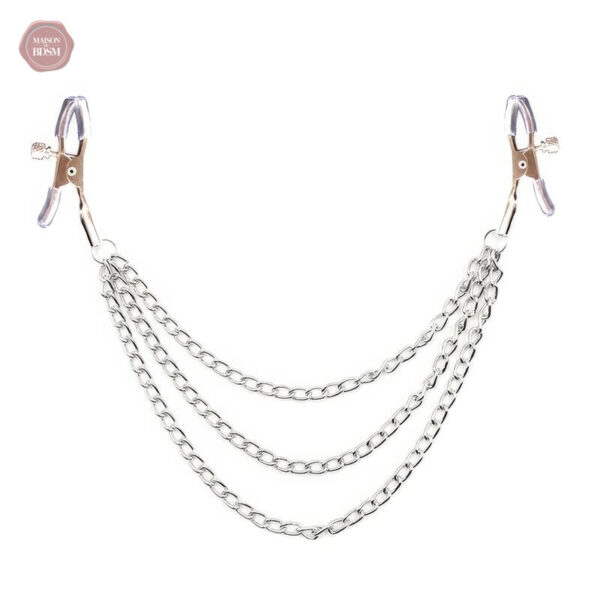 Accessoire sexy : pinces tétons en triple chaîne élégante